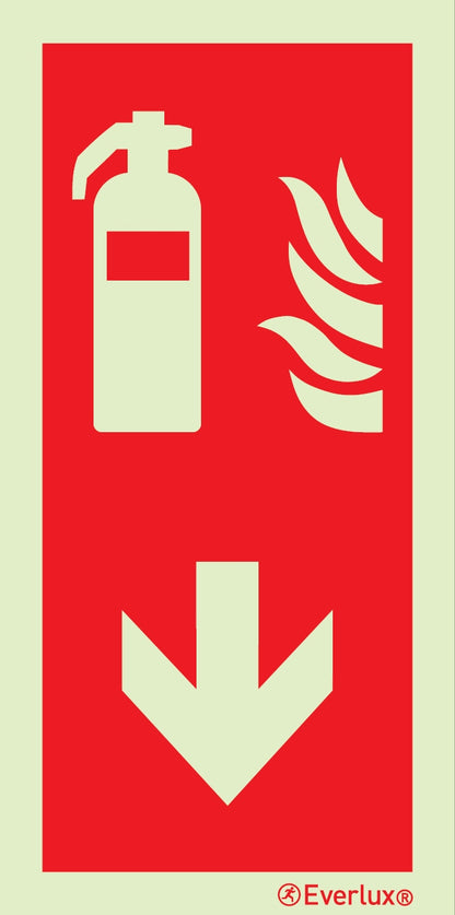 Brandschutzzeichen Feuerlöscher mit Pfeil