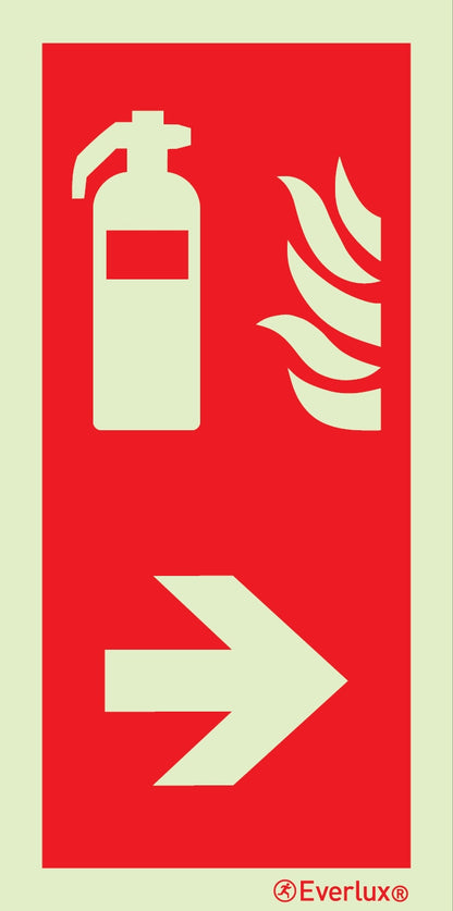 Brandschutzzeichen Feuerlöscher mit Pfeil