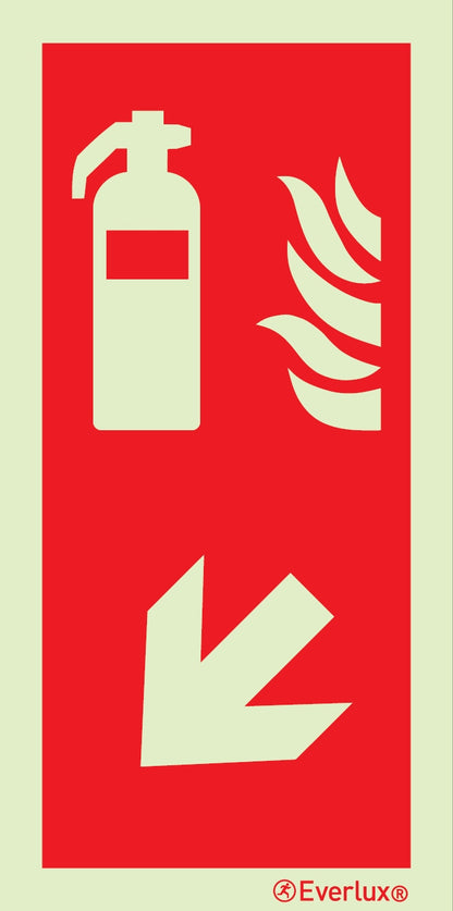 Brandschutzzeichen Feuerlöscher mit Pfeil