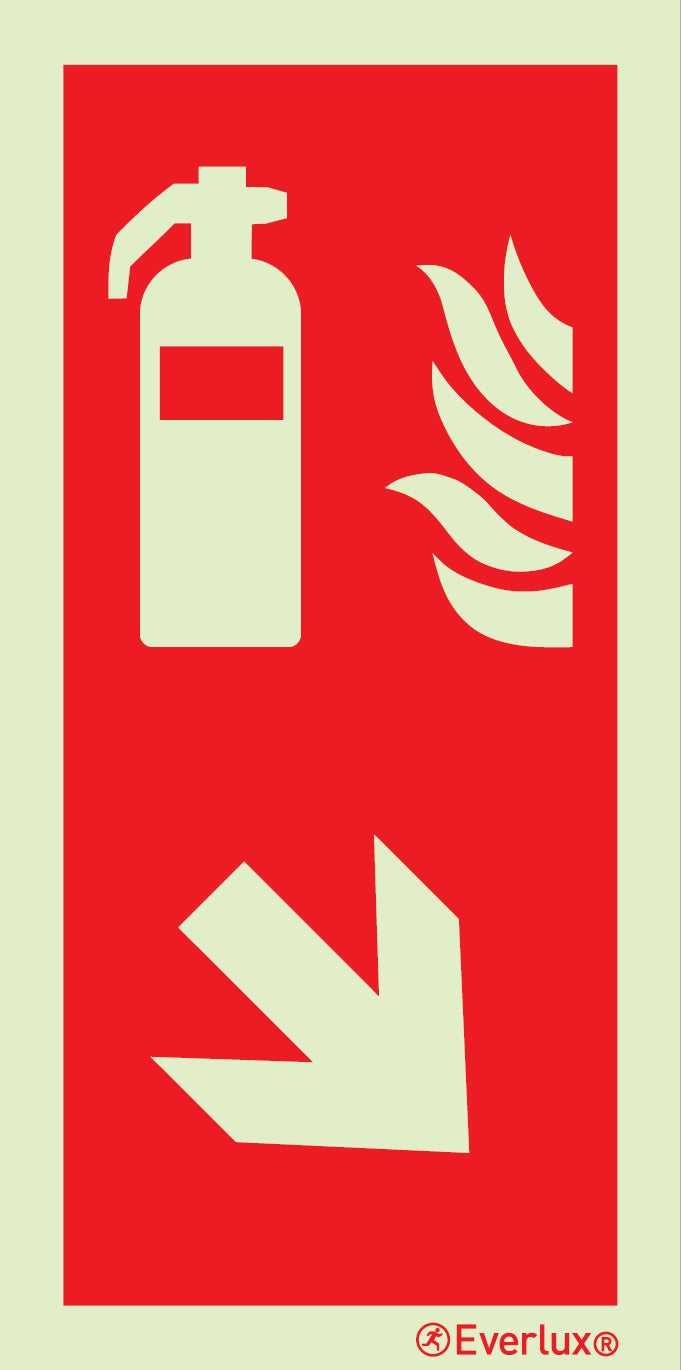 Brandschutzzeichen Feuerlöscher mit Pfeil