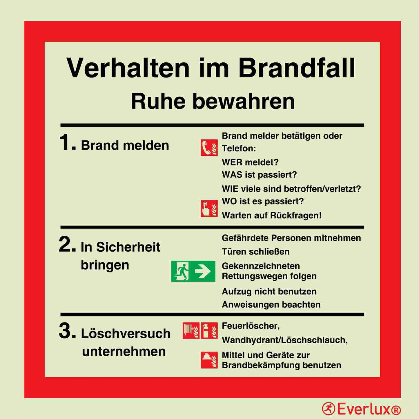 Brandschutzzeichen Verhalten im Brandfall
