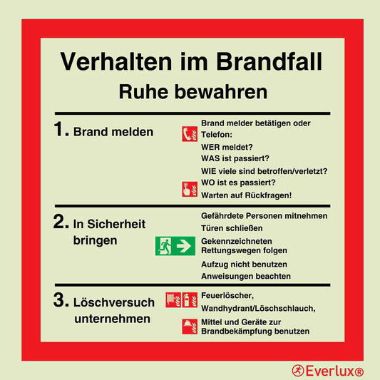 Brandschutzzeichen Verhalten im Brandfall